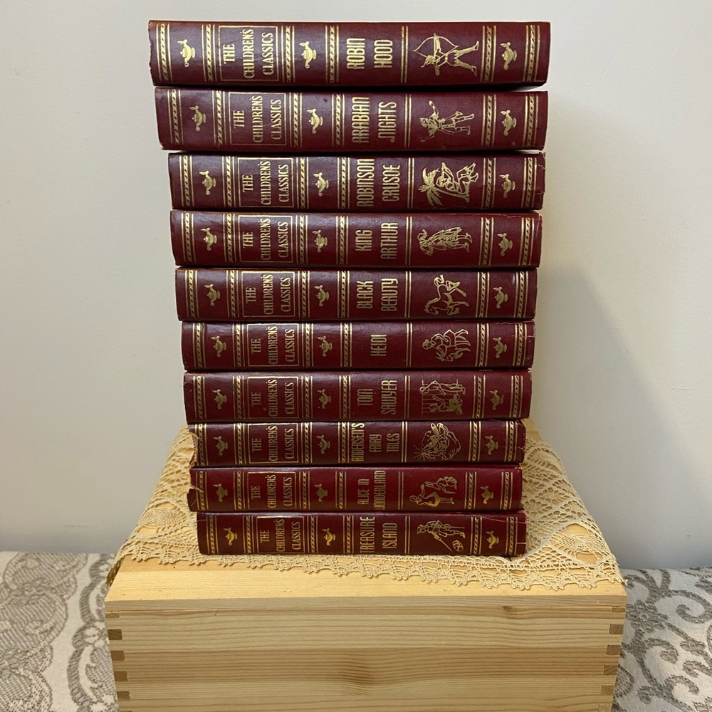 The Children’s Classics Book Set of 10 Vols Red Faux Leather John C. Winston